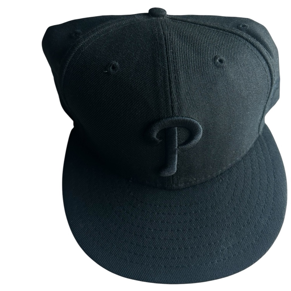 Black Phillies Fitted Hat